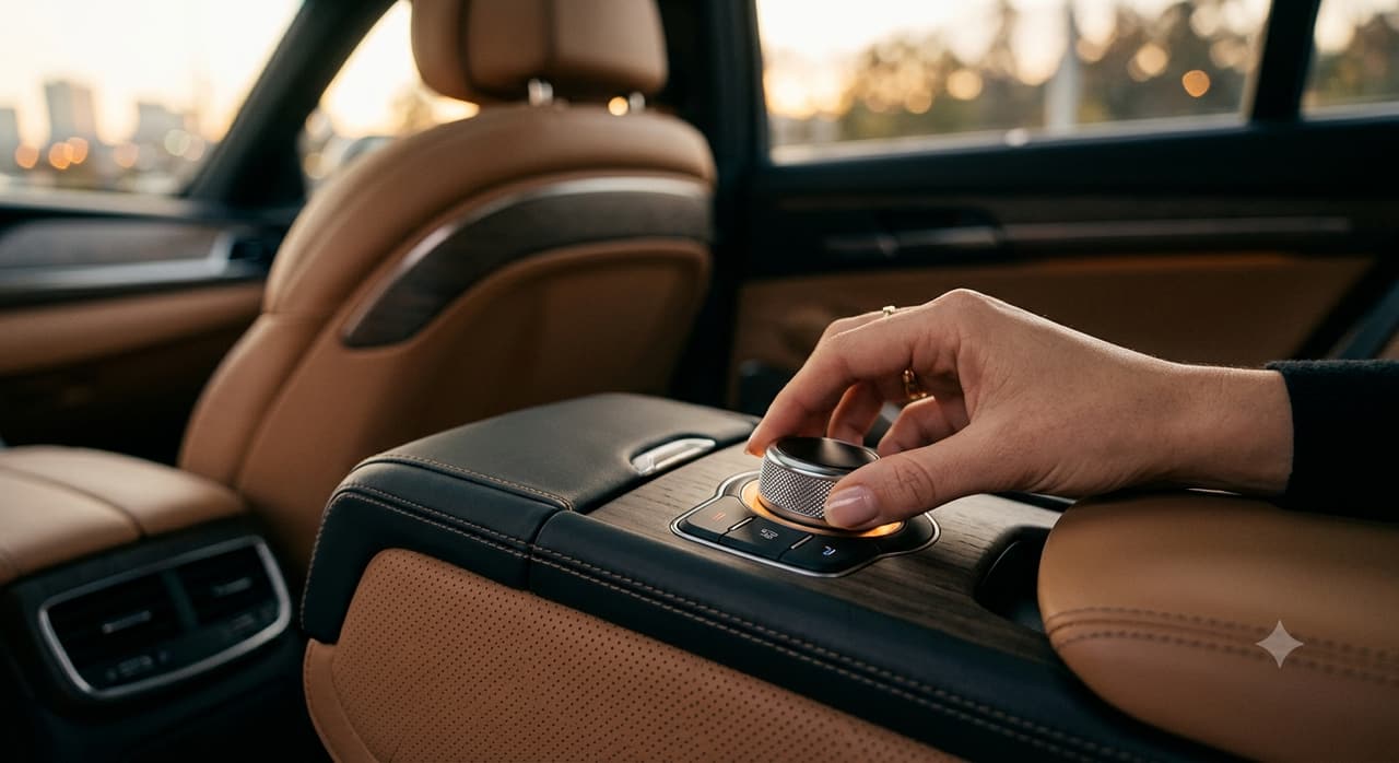 Hand adjusting the car's climate control
